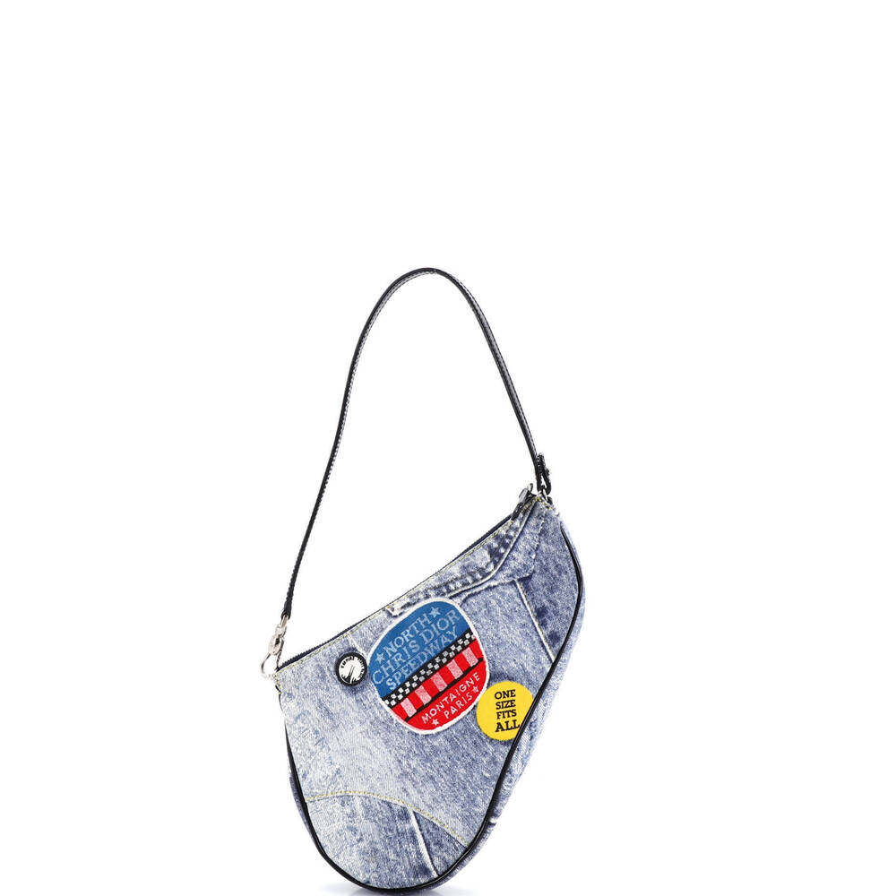 Christian Dior Mini Vintage Saddle Bag Printed Denim